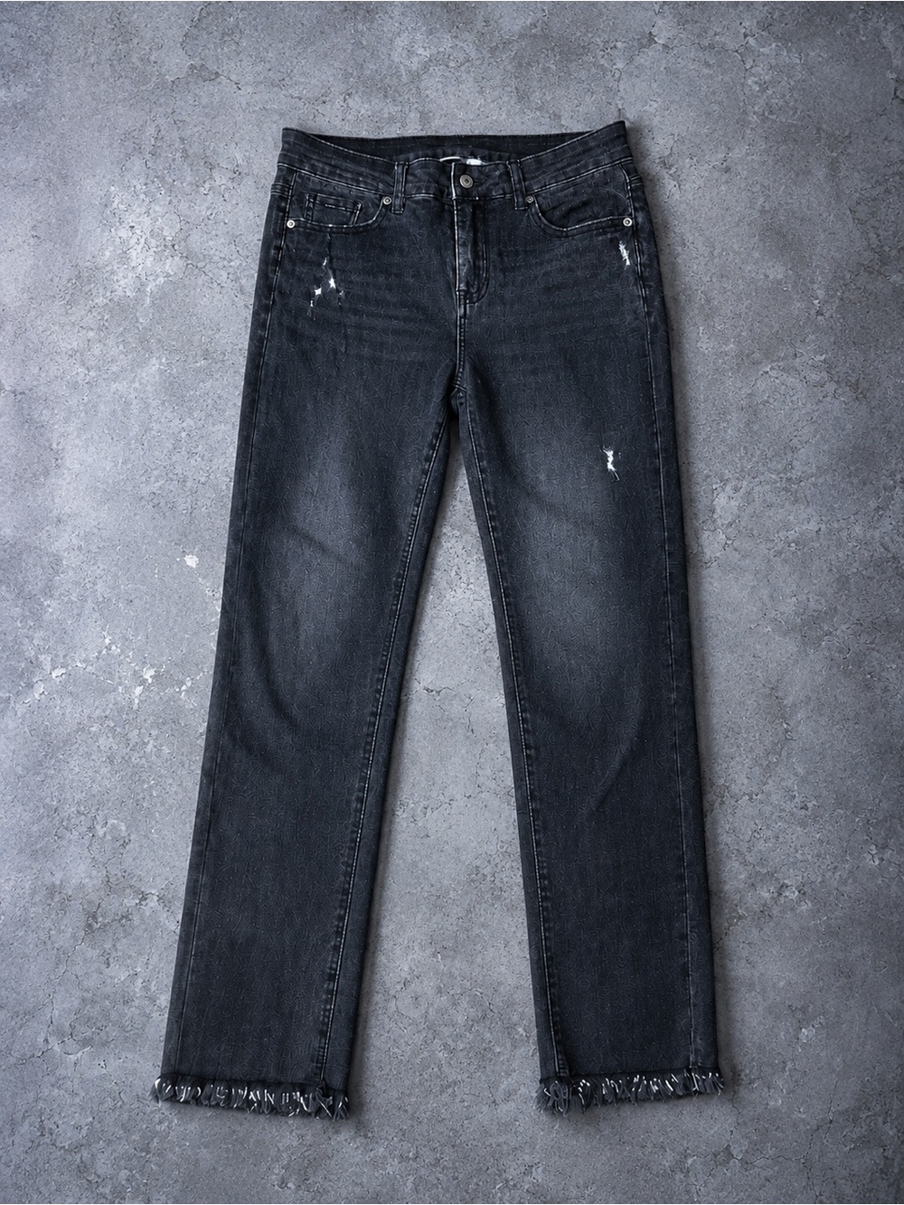 Black Distressed Raw Hem Skinny Jeans | Size 4